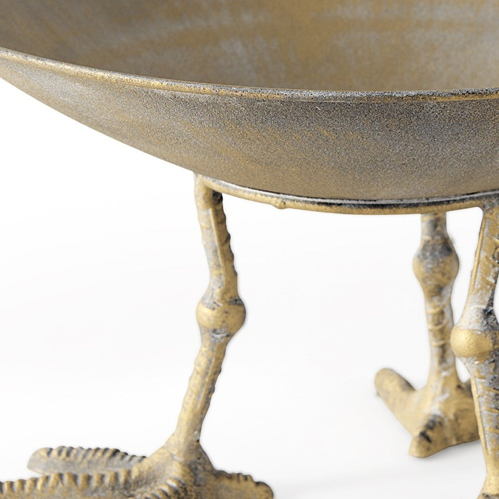 Antiqued Gold Webbed Feet Centerpiece Bowl