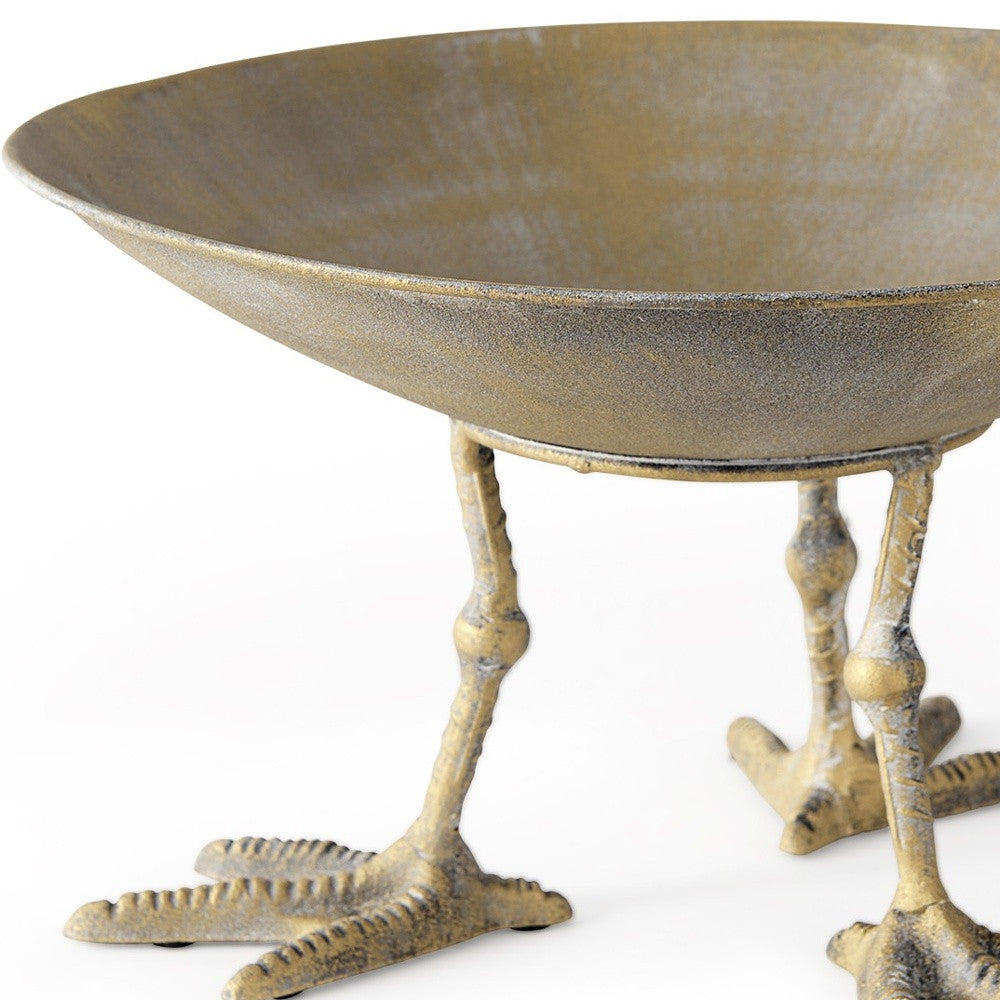 Antiqued Gold Webbed Feet Centerpiece Bowl