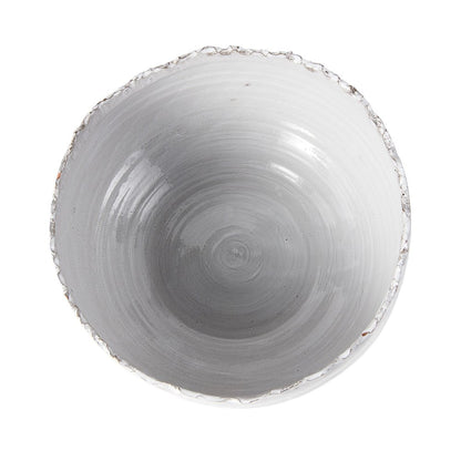 13" White Ceramic Torn Edge Round Centerpiece Bowl