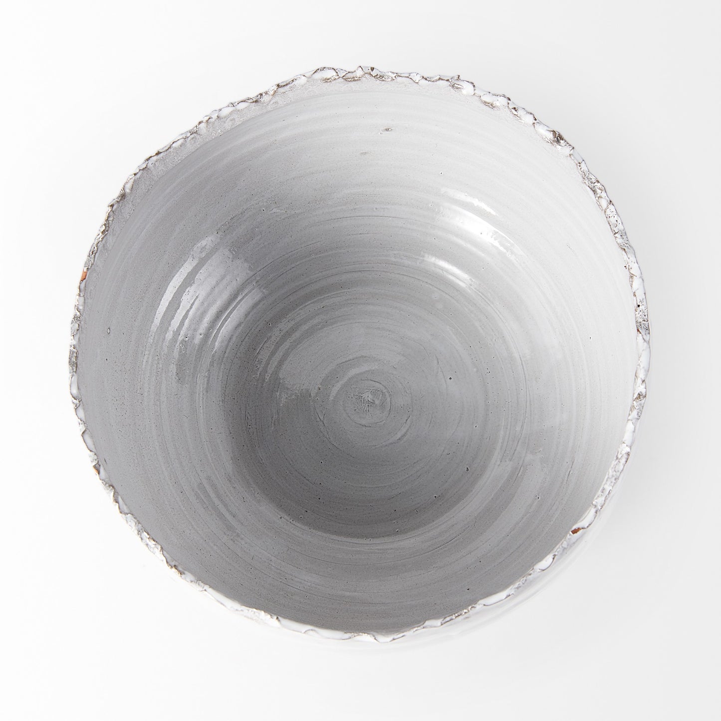 Artisan Gray White Ceramic Centerpiece Bowl