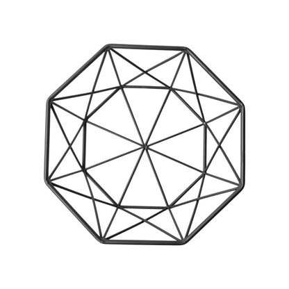 17" Black Metal Geometric Decorative Bowl