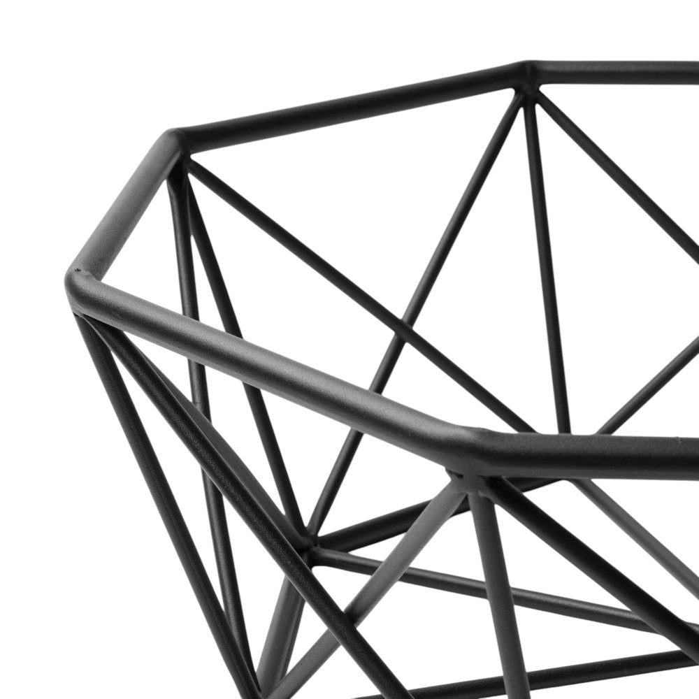 17" Black Metal Geometric Decorative Bowl