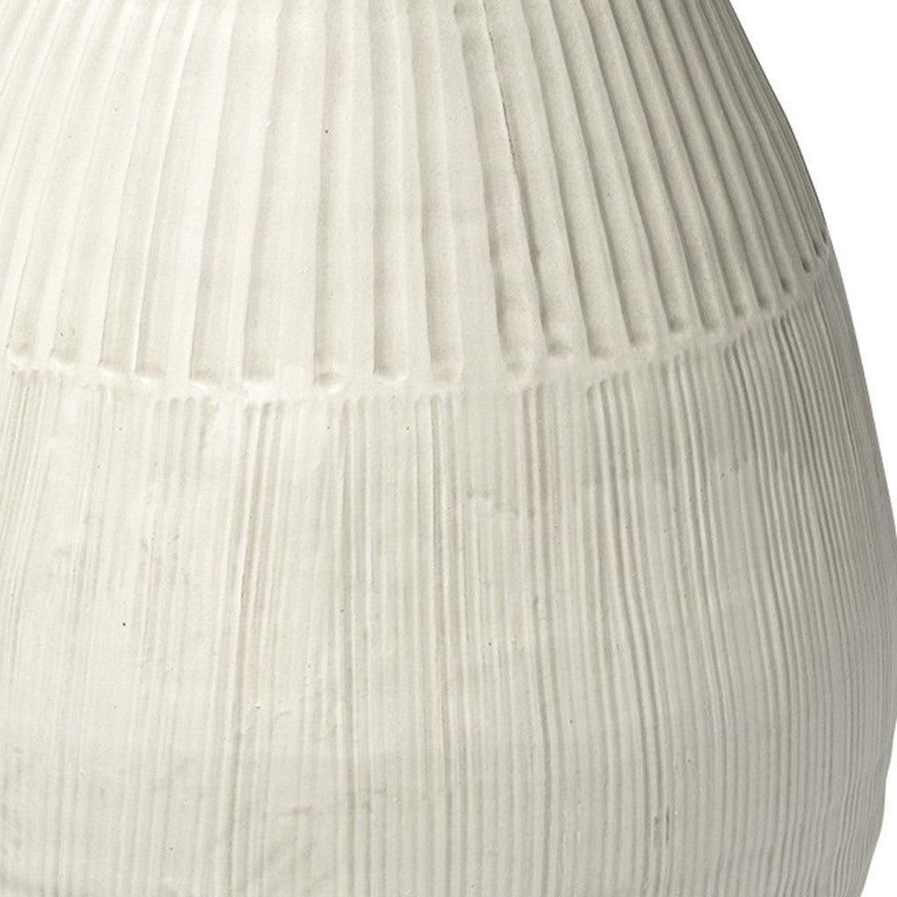 Petite White Embossed Stripes Ceramic Vase