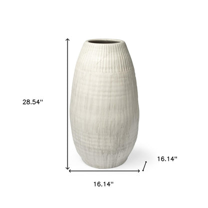 29" White Cylinder Ceramic Floor Vase