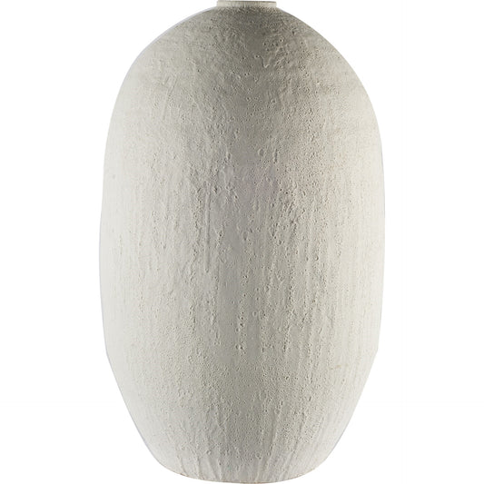 32" Narrow White Textured Ceramic Vase