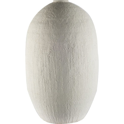 32" White Cylinder Ceramic Floor Vase