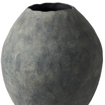 23" Gray Oval Distressed Ceramic Floor Vase