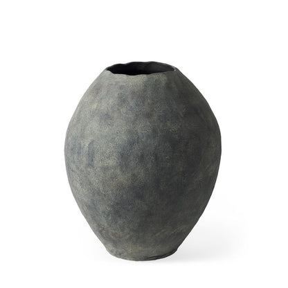 23" Gray Oval Distressed Ceramic Floor Vase