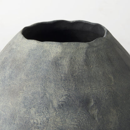 23" Gray Oval Distressed Ceramic Floor Vase