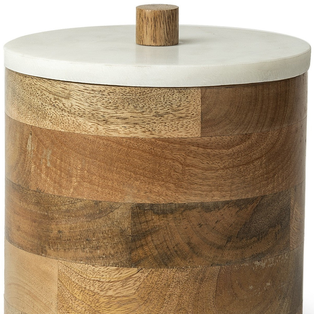 Brown Wooden Round Storage Box