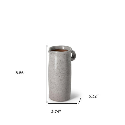 9" Gray Cylinder Ceramic Urns Jars