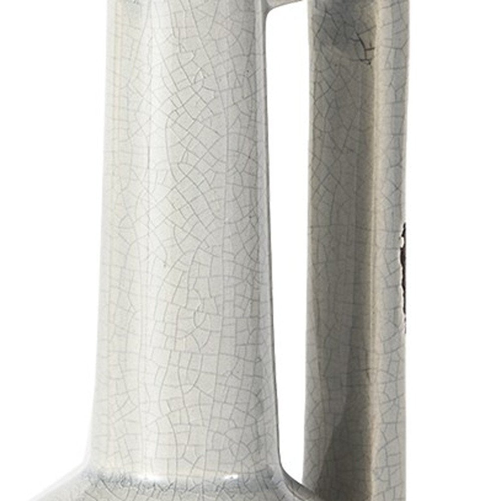 9" Gray And White Cylinder Ceramic Urns Jars