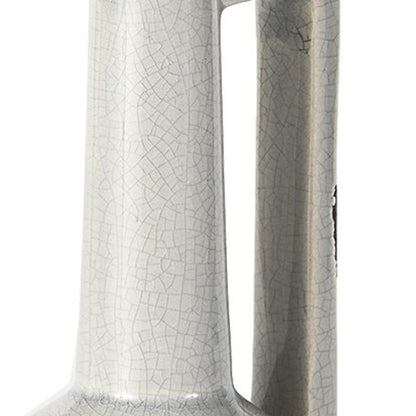 9" Gray And White Ceramic Cylinder Table Vase
