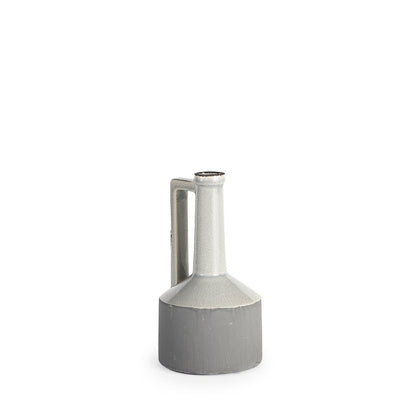9" Gray And White Ceramic Cylinder Table Vase