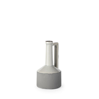 9" Gray And White Ceramic Cylinder Table Vase