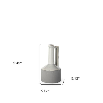 9" Gray And White Ceramic Cylinder Table Vase
