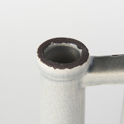 9" Gray And White Cylinder Ceramic Urns Jars