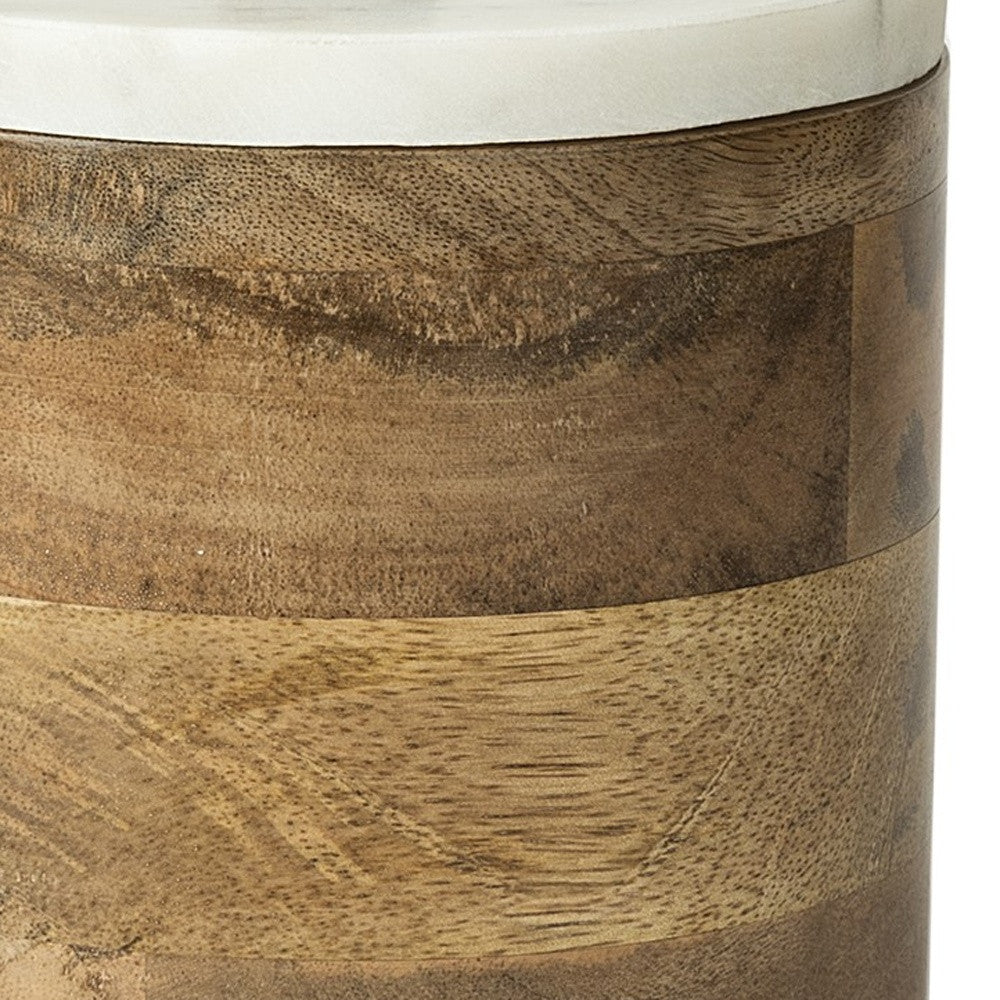 Petite Brown Wooden Round Storage Box