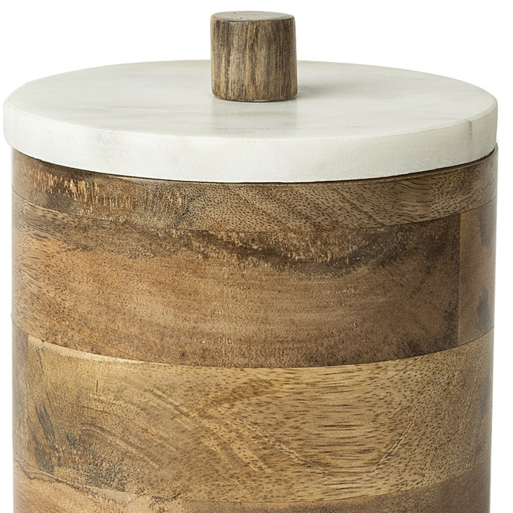 Petite Brown Wooden Round Storage Box