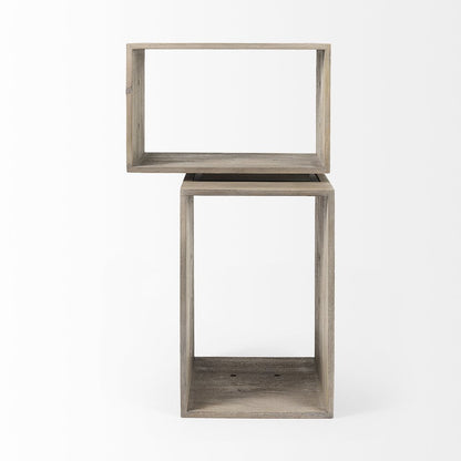 Set of Two Brown Solid and Manufactured Wood Two Tier Floating Bookcase