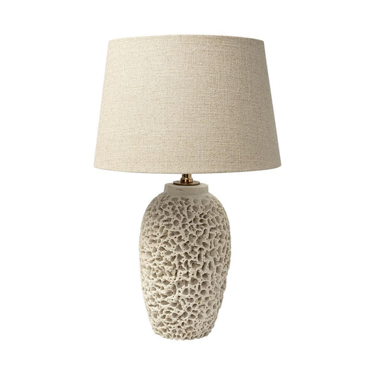 26" Beige Faux Coral Table Lamp With Empire Shade