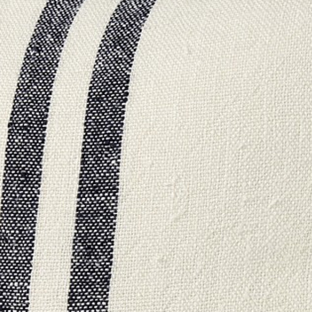 22" Beige And Central Blue Stripes Square Accent Pillow Cover