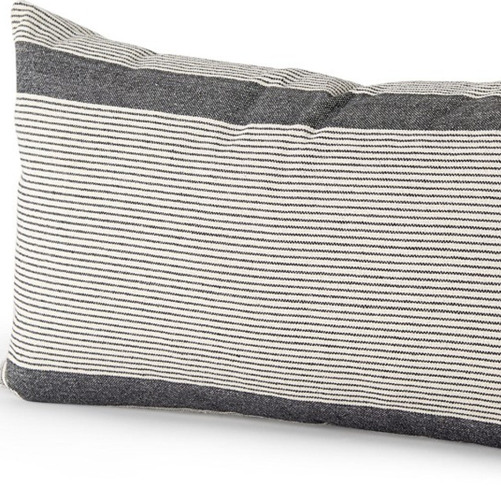 Cream And Gray Striped Lumbar Accent Pillow Cover