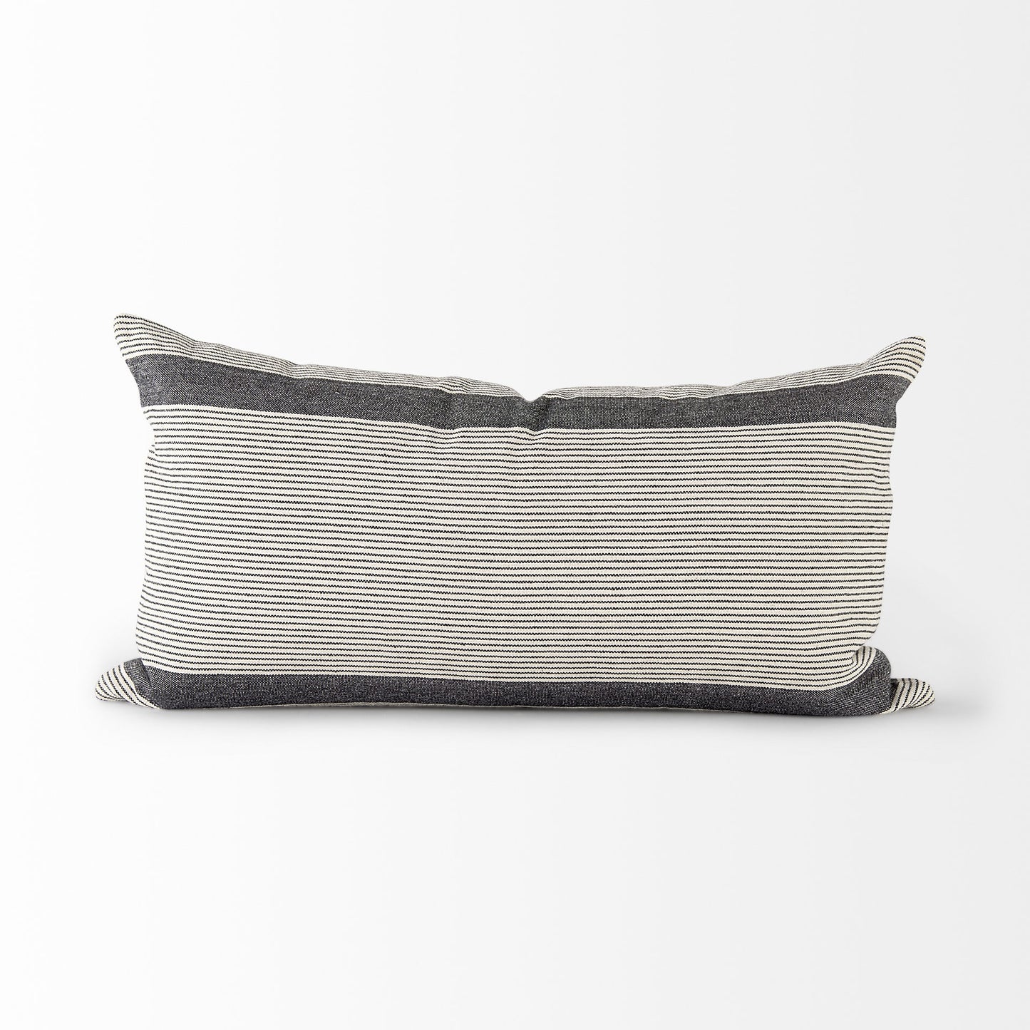 Cream And Gray Striped Lumbar Accent Pillow Cover