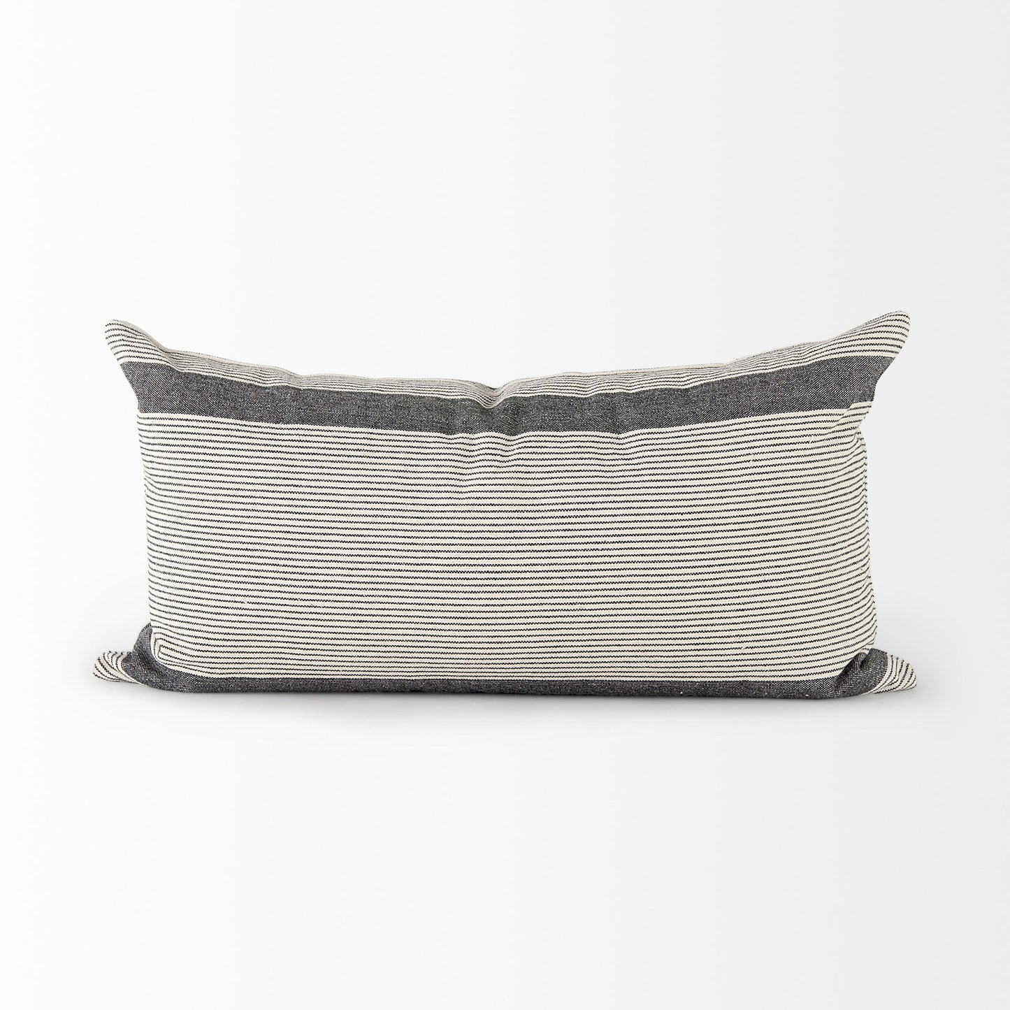 Cream And Gray Striped Lumbar Accent Pillow Cover