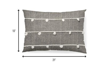 Dark Blue And Beige Lumbar Accent Pillow Cover
