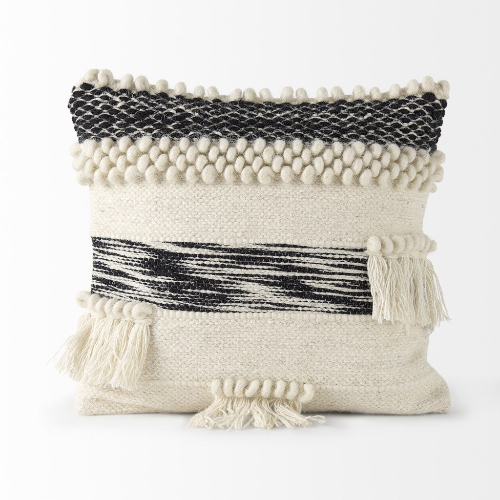 Boho Black And White Accent Pillow Cover