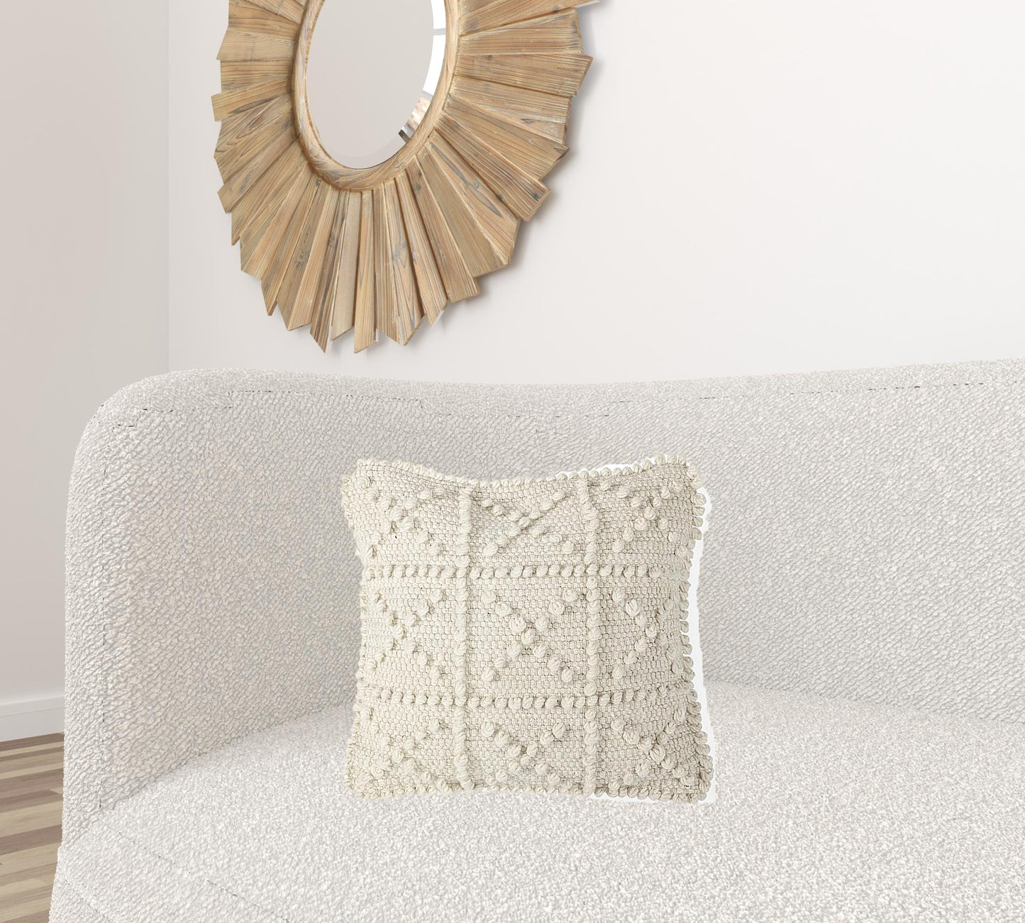 Off White Embossed Details Pillow Cover