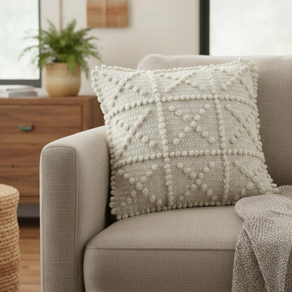 Off White Embossed Details Pillow Cover