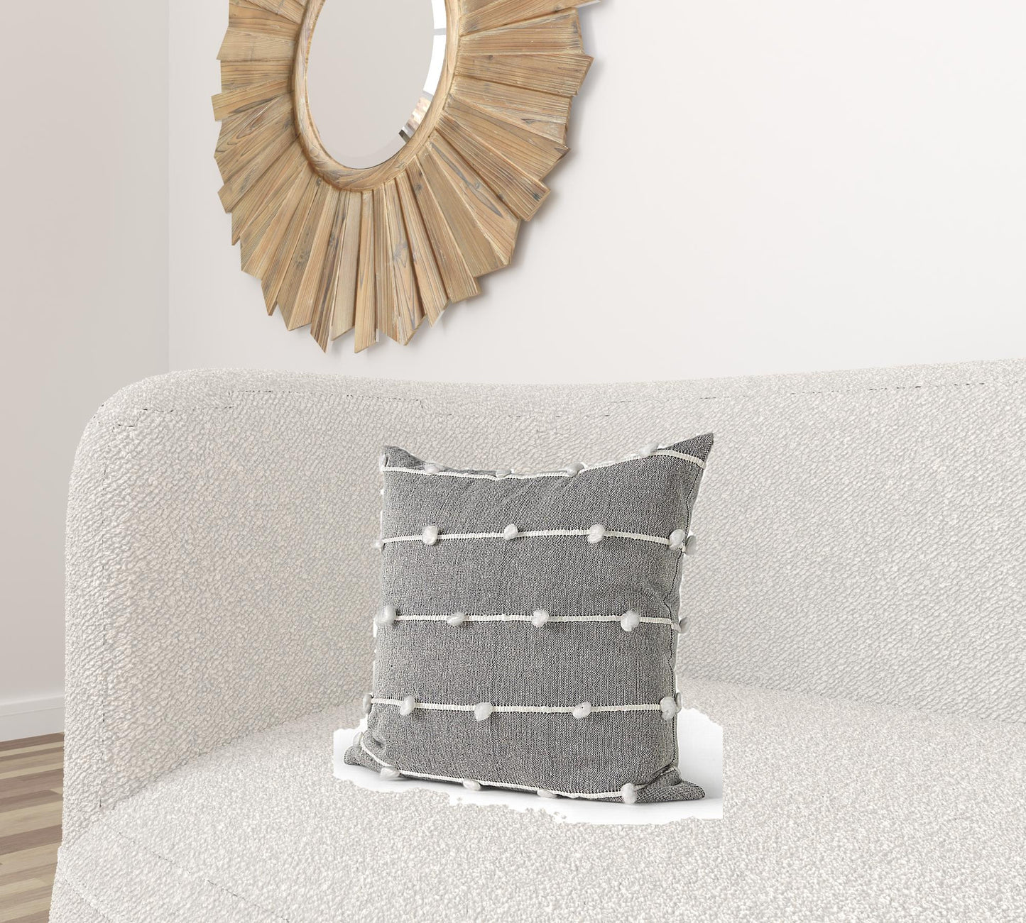 Dark Gray Detailed Pillow Cover