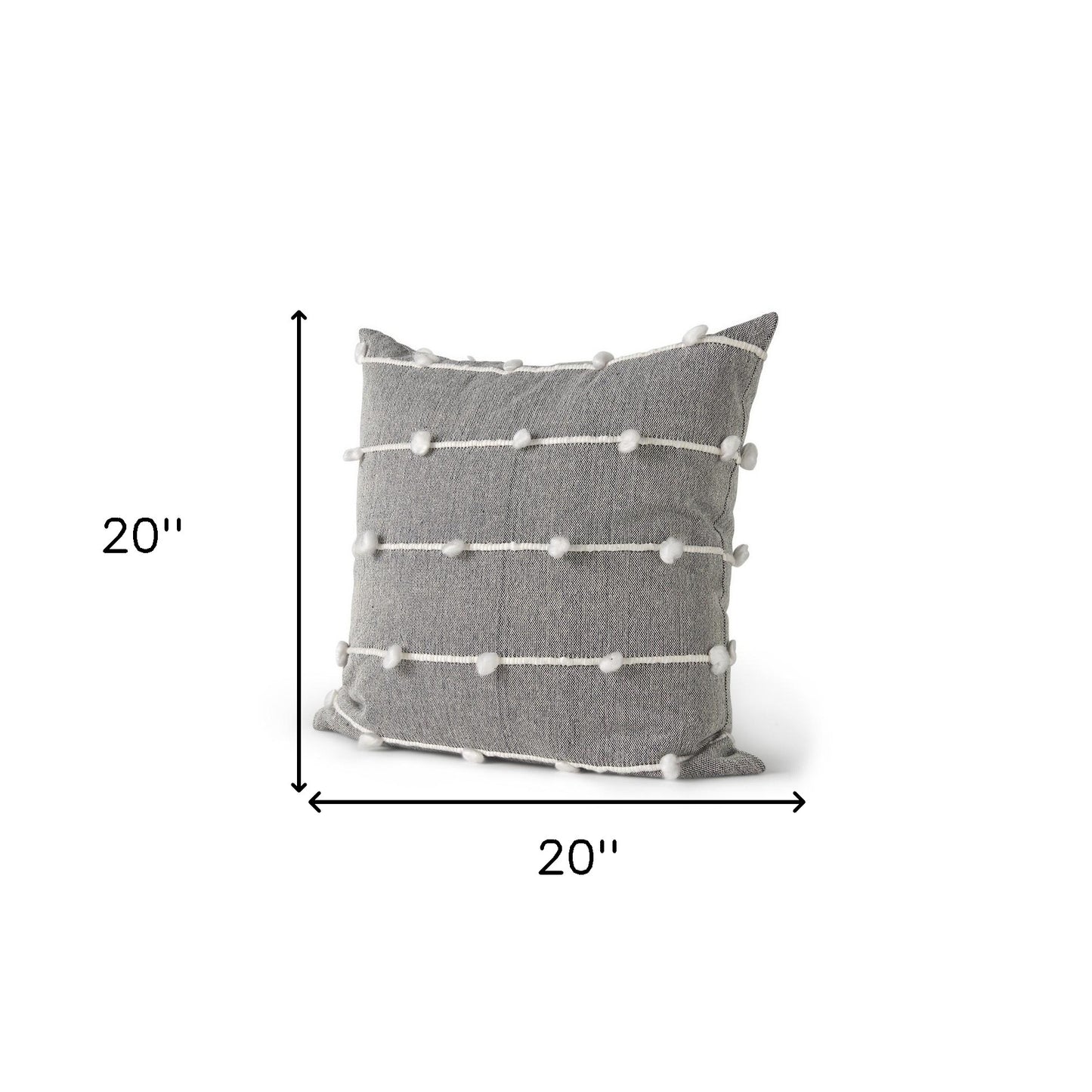 Dark Gray Detailed Pillow Cover