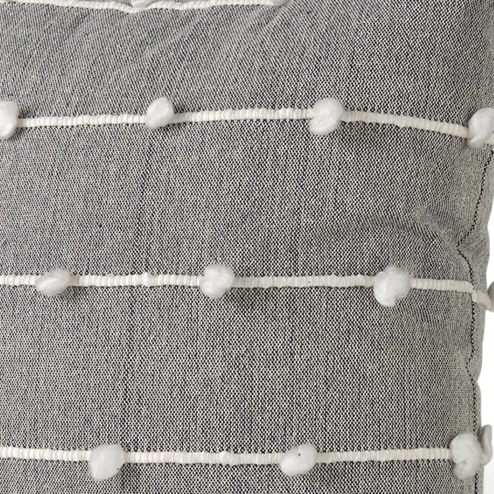 Dark Gray Detailed Pillow Cover