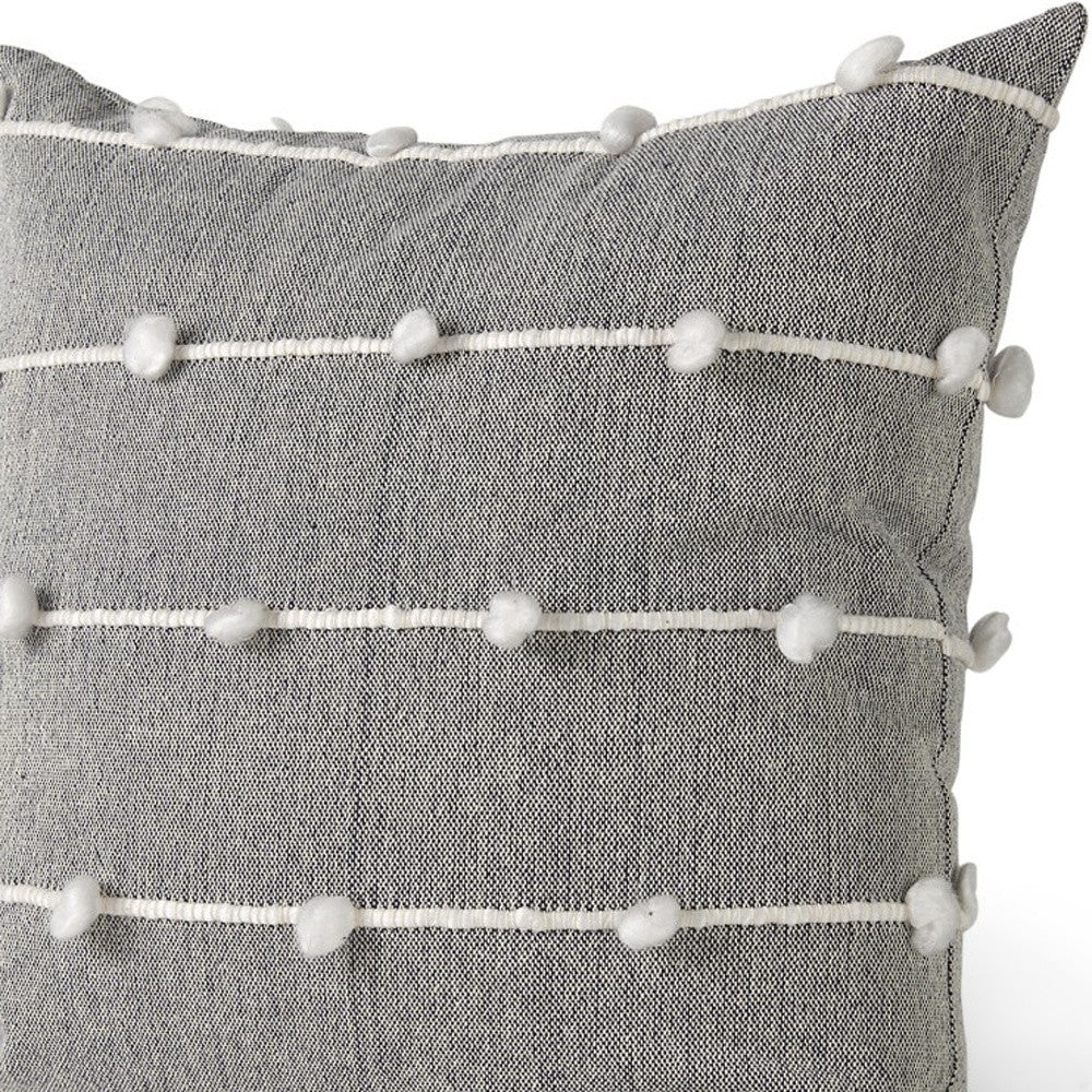 Dark Gray Detailed Pillow Cover
