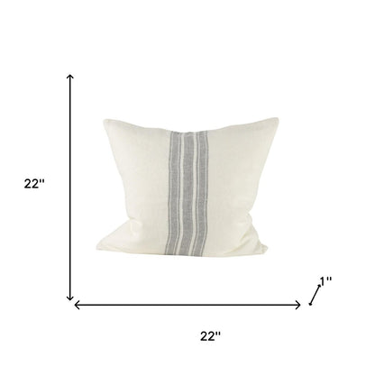Off White Pillow Cover With  Ash Gray  Stripes