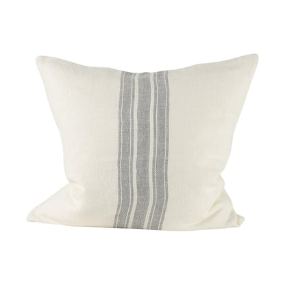 Off White Pillow Cover With  Ash Gray  Stripes