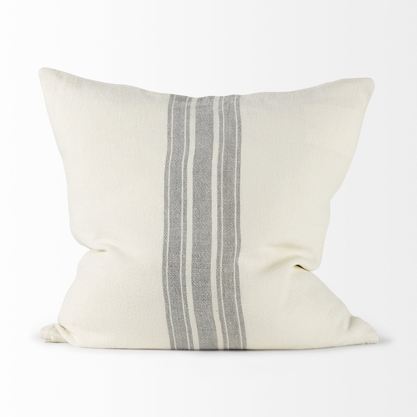 Off White Pillow Cover With  Ash Gray  Stripes