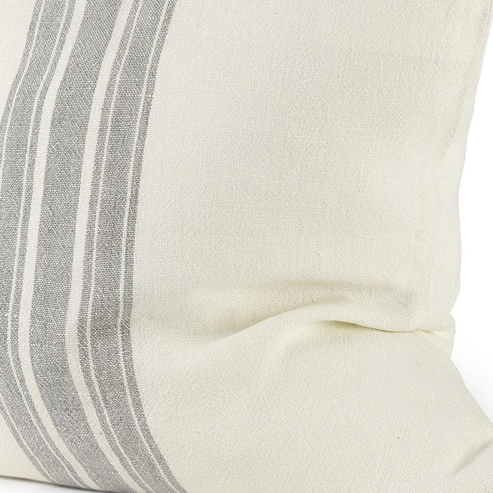Off White Pillow Cover With  Ash Gray  Stripes