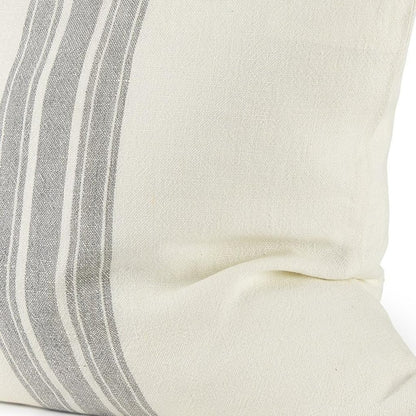Off White Pillow Cover With  Ash Gray  Stripes
