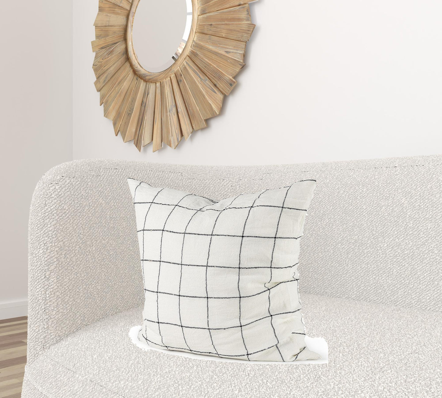 White And Black Grid Square Accent Pillow Cover