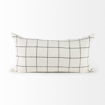 White And Black Grid Lumbar Accent Pillow Cover