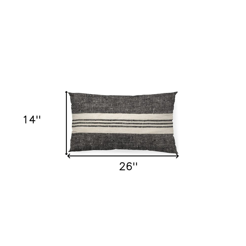 Black And White Striped Lumbar Accent Pillow Cover