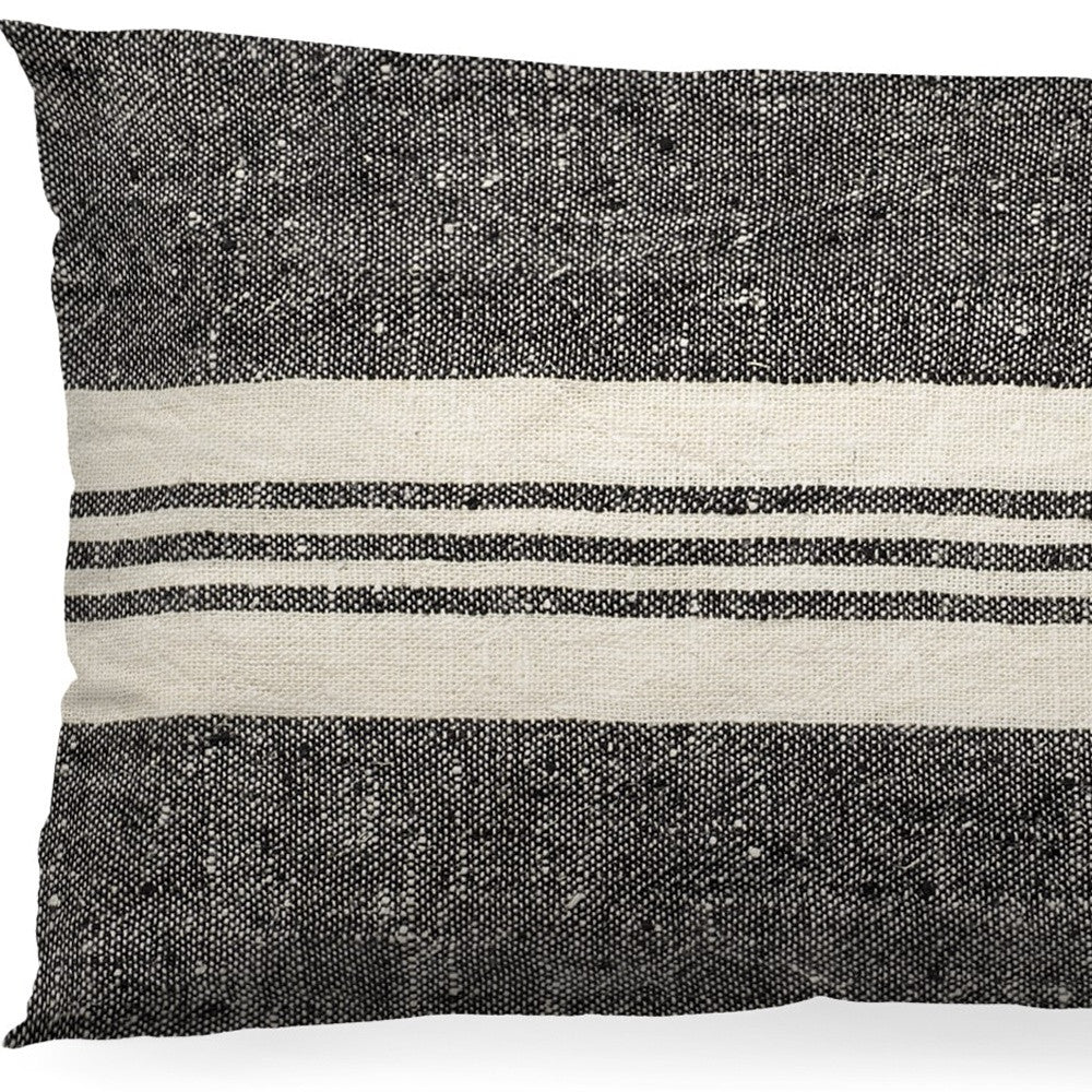 Black And White Striped Lumbar Accent Pillow Cover