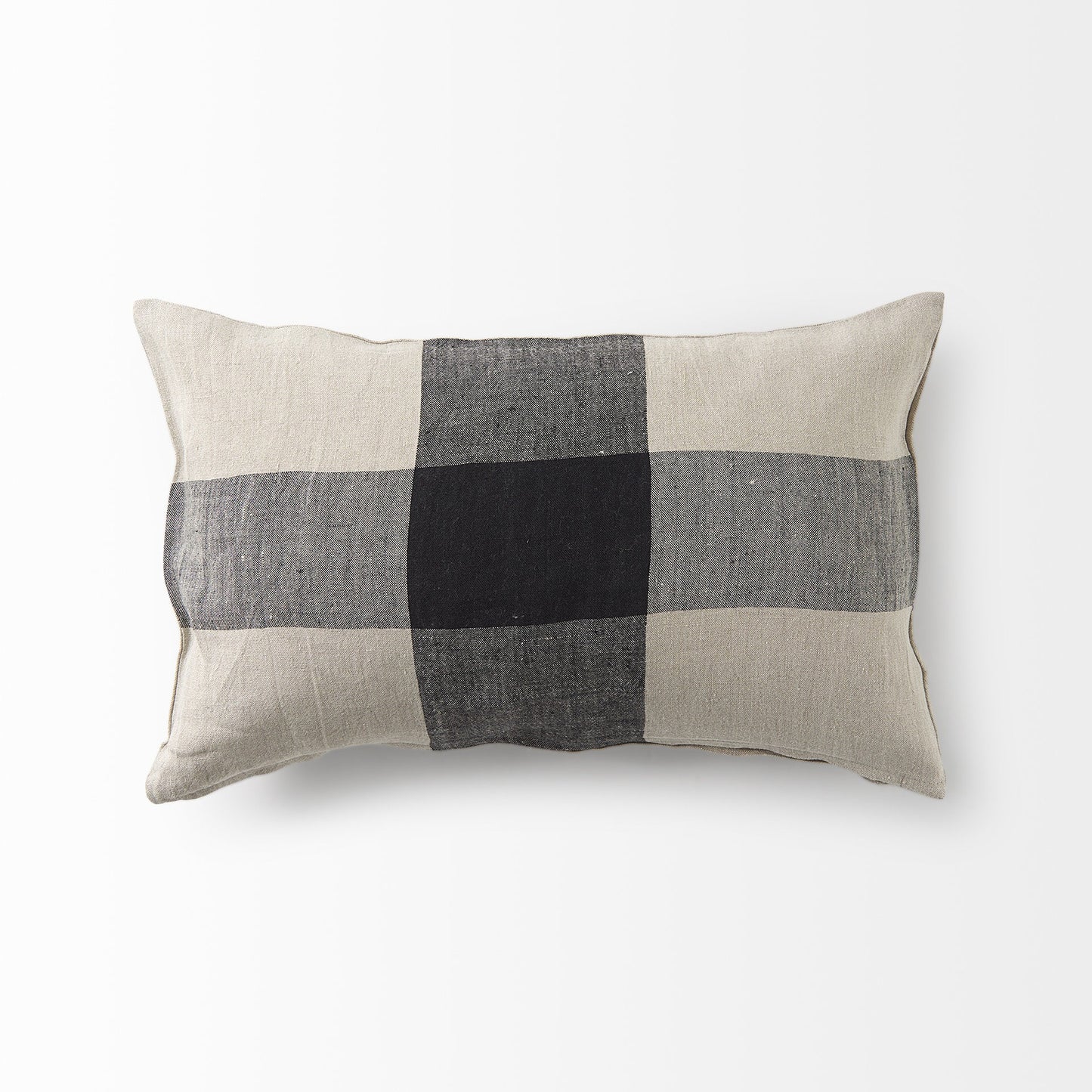 Beige And Black Plaid Pattern Lumbar Throw Pillow Cover