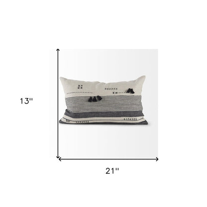 Light Gray Detailed Lumbar Throw Pillow Cover