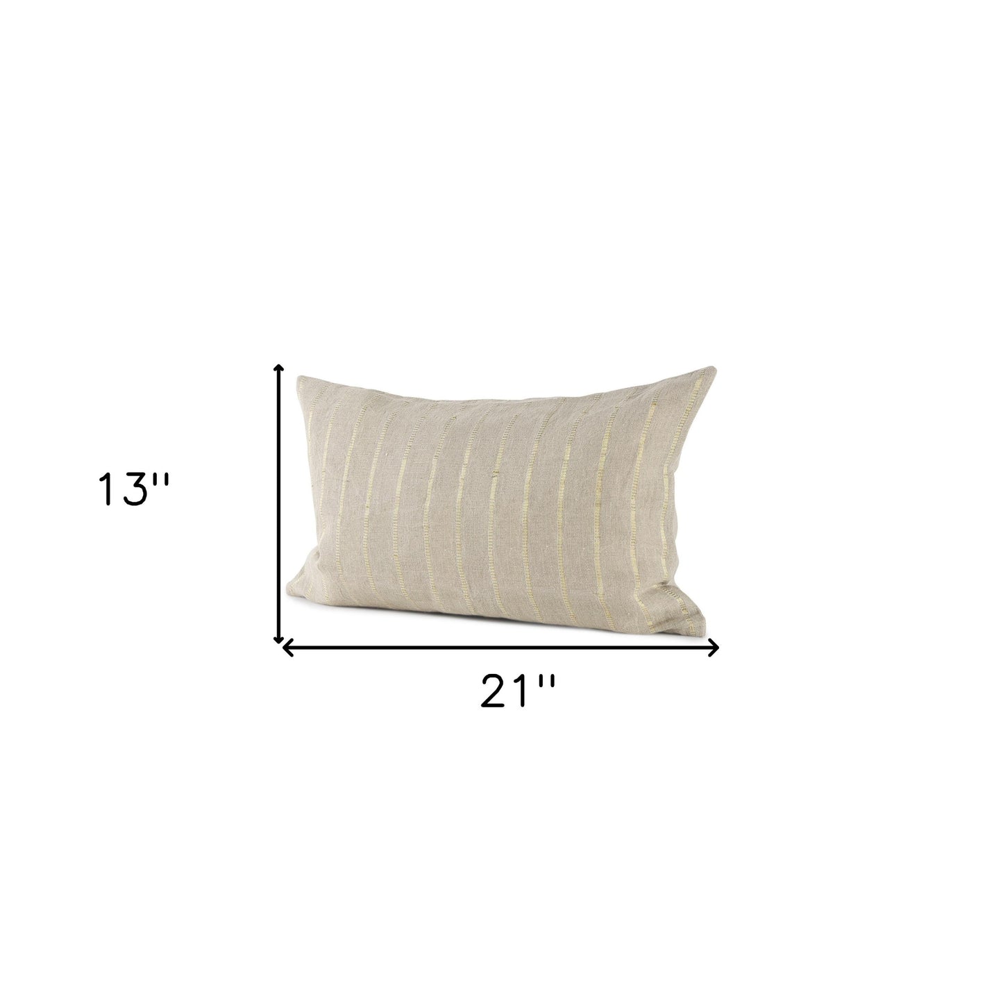 Beige And Gold Striped Lumbar Pillow Cover