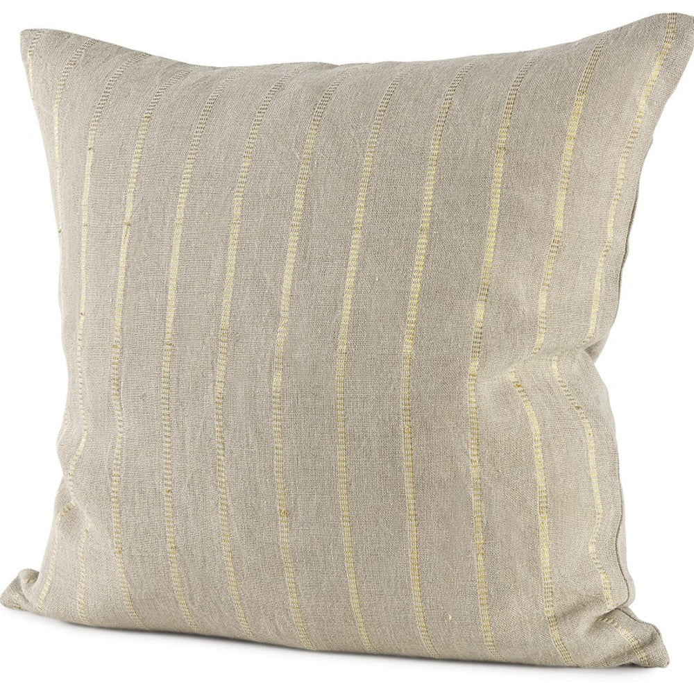 Beige And Gold Striped Pillow Cover